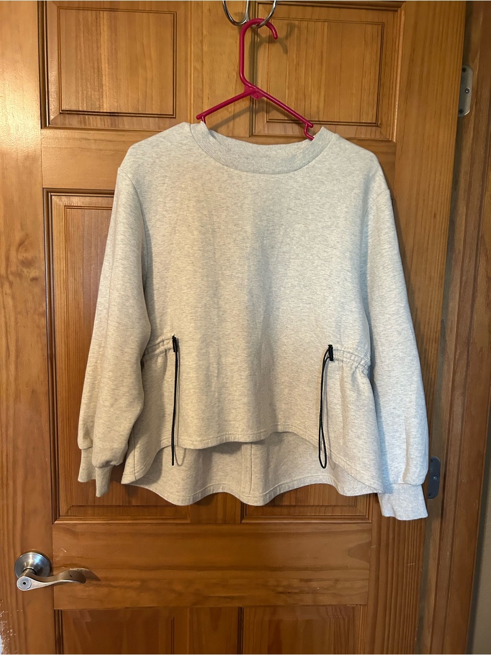 Varley Light Gray Drawstring Hem Pullover Sweatshirt